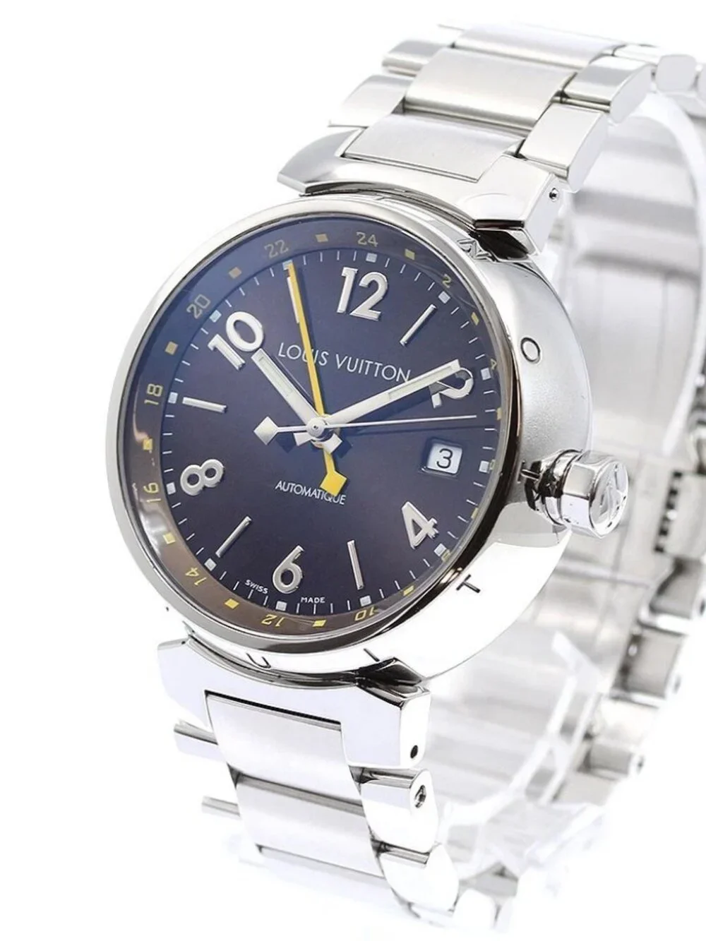 LOUIS VUITTON Tambour Q1131 GMT date Brown Dial Automatic Men's Watch